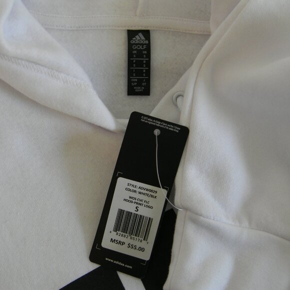 Adidas Golf Men's Hoodie Sz Small White Black Logo Pullover Front Pocket NWT - Picture 3 of 5